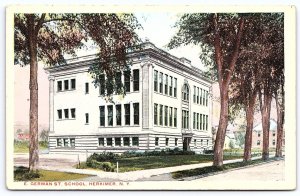 E. German Street School Herkimer New York NY Historic Campus Building Postcard