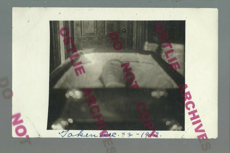 Valley City NORTH DAKOTA RPPC 1913 POST MORTEM Dead Woman CASKET Coffin DEATH