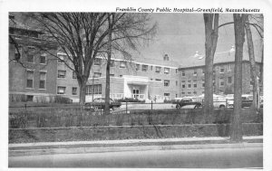 GREENFIELD, MA Massachusetts  FRANKLIN COUNTY HOSPITAL  50's Cars  B&W Postcard