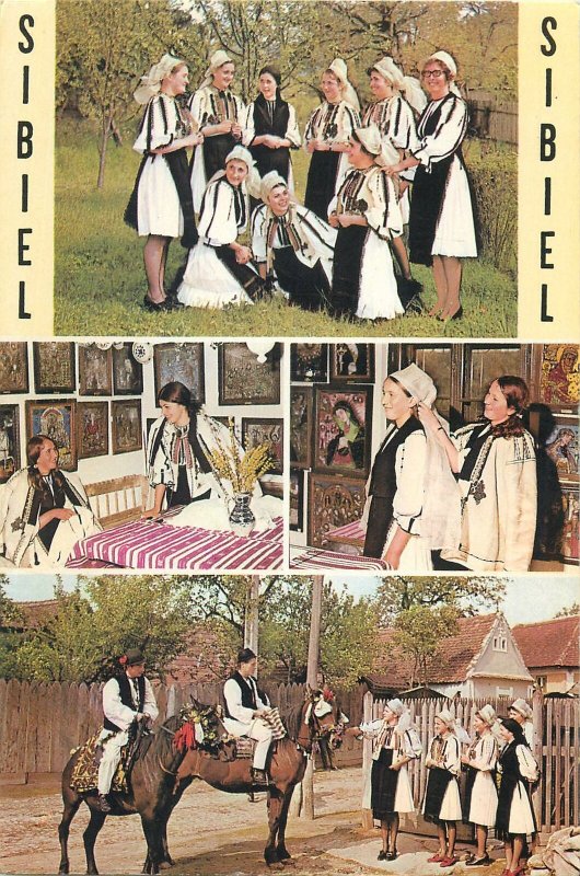 Postcard ethnic Sibiel folklore traditional costume