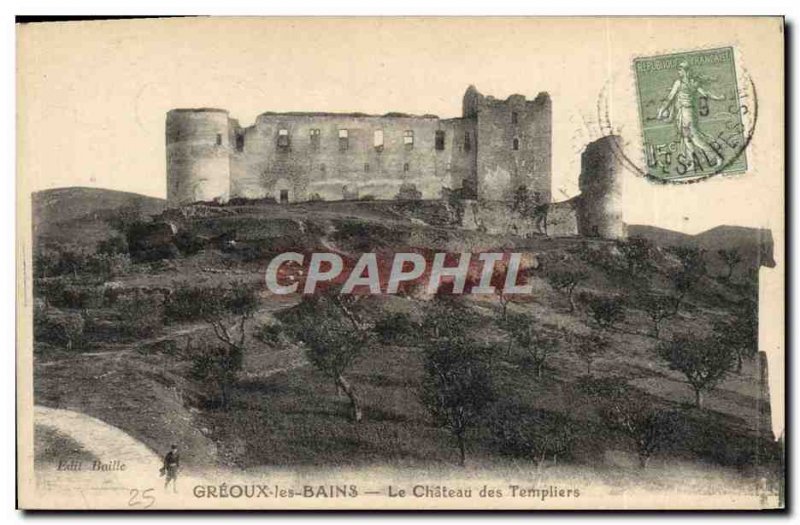 Old Postcard Greoux Les Bains Le Chateau Des Templiers