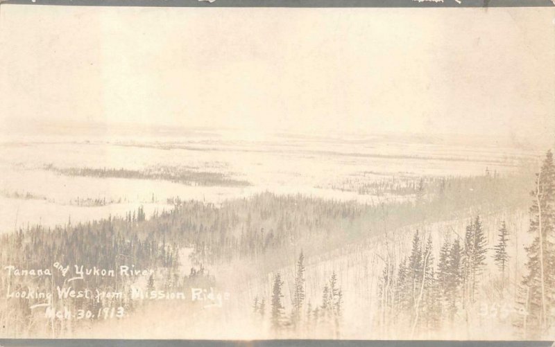 RPPC TANANA & YUKON RIVER MISSION RIDGE ALASKA REAL PHOTO POSTCARD (1913)