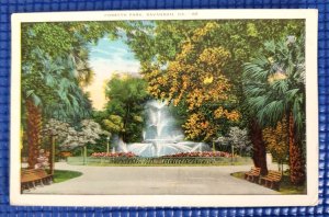 Vintage 1932 Forsyth Park Fountain Savannah GA Postcard