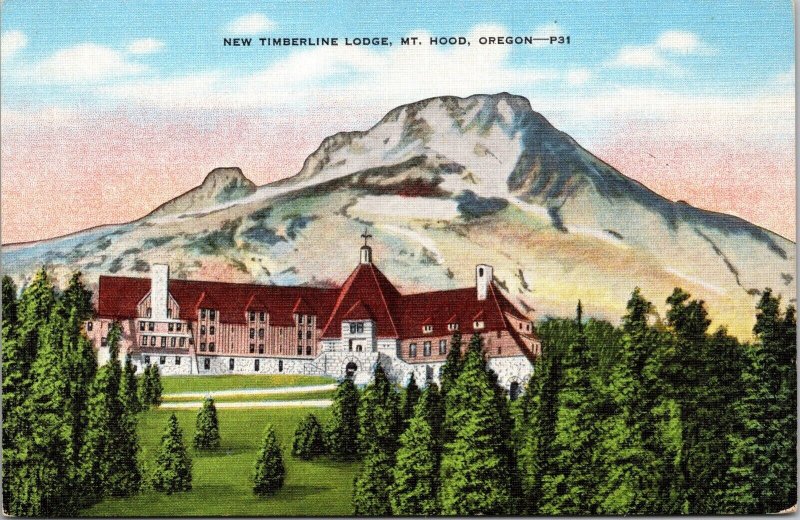 New Timberline Lodge Mt. Hood Oregon Postcard PC125