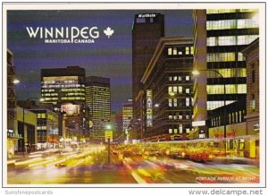 Canada Winnipeg Portage Avenue At Night