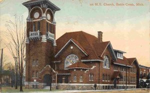 First M E Church Battle Creek Michigan 1909 postcard