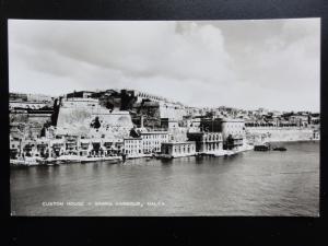 Malta: CUSTOM HOUSE, GRAND HARBOUR - Old RP Postcard