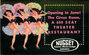 Postcard Nevada Sparks Nugget Casino Motor Lodge dancing show girls 23-493 