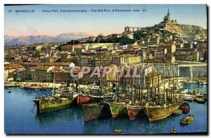 Old Postcard Marseille Vieux Port Panoramic View Boat