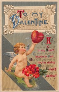 J82/ Valentine's Day Love c1910 Postcard John Winsch Cupid Heart 231