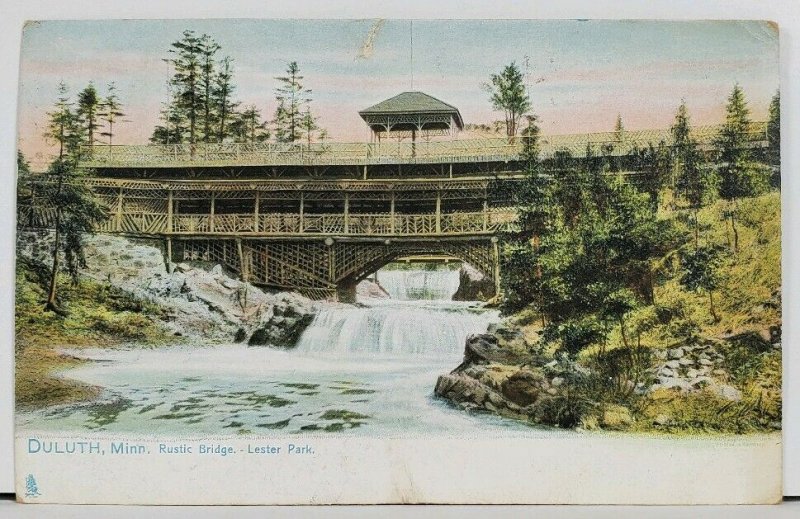 Duluth Minnesota Rustic Bridge Lester Park 1909 Tuck Postcard D12