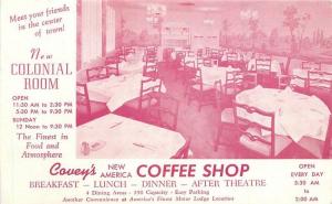 Covey's Coffee Shop interior Salt Lake City Utah 1950s Postcard 11604
