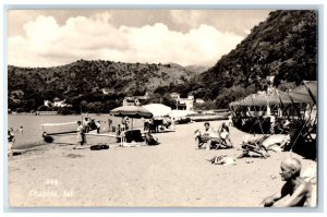 c1940's View Of Chapala Lake Boat Jalisco Mexico RPPC Photo Antique Postcard 