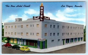 LAS VEGAS, Nevada NV ~ Roadside NEW HOTEL ELWELL ca 1950s Cars  Postcard