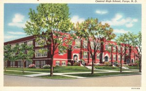 Vintage Postcard Central High School Campus Building Landmark Fargo North Dakota