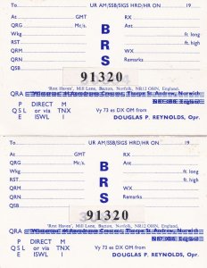 Bacton Norwich 2x Amateur Radio Norfolk 1970s QSL Card s