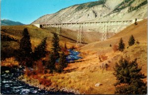 Vtg Sheepeater Canyon Bridge Yellowstone Park Wyoming WY Postcard