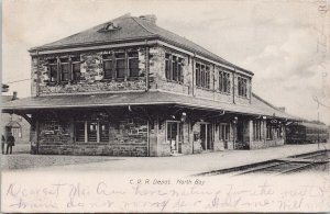 North Bay Ontario CPR Railway Station Train Depot c1908 Postcard H56
