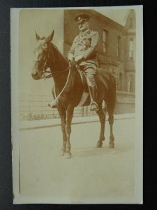 Military UNIFORMED SOLDIER ON HORSEBACK - Old RP Postcard