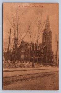 K1/ Bluffton Indiana Postcard c1910 M.E. Church Building Kraemer Art 245