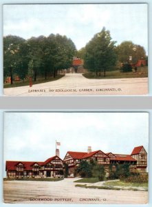 2 Postcards CINCINNATI, Ohio OH ~ Rookwood Pottery, Zoological Garden Entrance