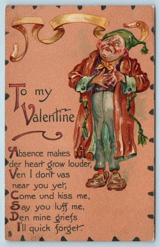 Postcard Valentine's Tuck Leatherette Man in Robe c1907 #2 Y3