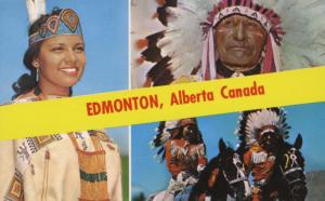 Edmonton AB Alberta Indigenous First Nations People Native Indians Postcard D27