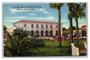 Vintage 1940's Postcard US Post Office Waterfront Park Daytona Beach Florida