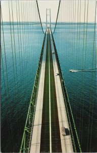 Mackinac Straits Bridge Michigan Postcard C128