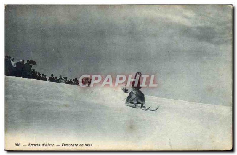 Old Postcard of Sports & # 39hiver Skiing Downhill skis
