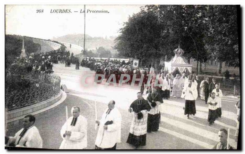 Old Postcard Lourdes Procession