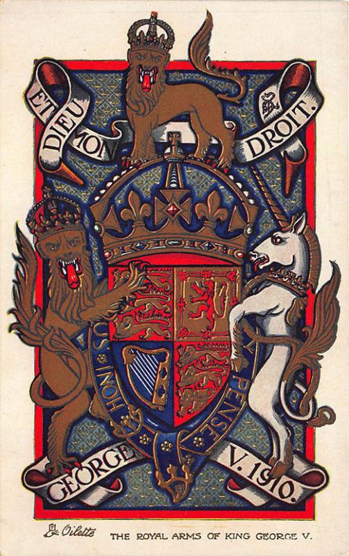 Raphael Tuck Royal Arms of King George V  Postcard