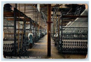 1909 Ribbon Weaving Silk Mill Paterson New Jersey NJ Posted Antique Postcard