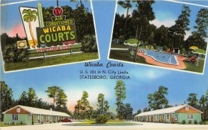 Statesboro Georgia 1950s Postcard Wicaba Courts Motel