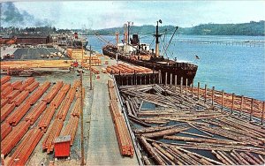 Transporting Lumber From Pacific Northwest Vintage Postcard Standard View Card