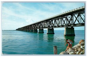 Key West Florida FL Postcard Famous Bahia Honda Bridge Lake 1956 Vintage Antique