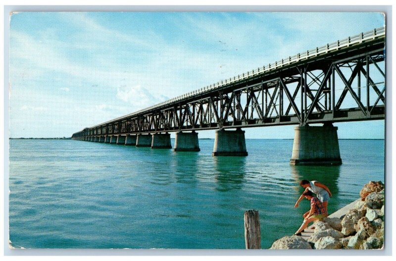 Key West Florida FL Postcard Famous Bahia Honda Bridge Lake 1956 Vintage Antique