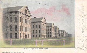 Row of Shops Rock Island Arsenal Illinois 1907 postcard