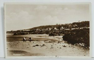 Westward Ho Beach Scene RPPC England Devon Real Photgraph Postcard O2