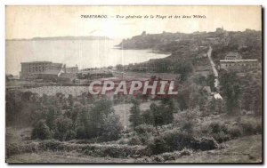 Postcard Old Trestaou General view of the Beach and Two Hotels