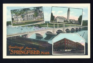 Springfield, Massachusetts/MA Postcard, Multi-View, Buildings, Bridge