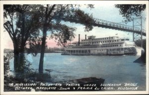 Steamship Gordon C Greene Mississippi River Marquette IA Prairie du Chien RPPC
