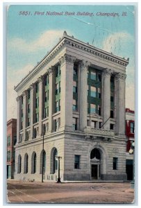 1912 Exterior First National Bank Building Champaign IL Posted Vintage Postcard