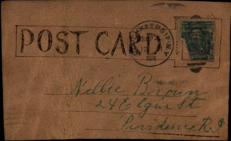 Real Leather Couple Romance Umbrella Beach c1905 Color Postcard