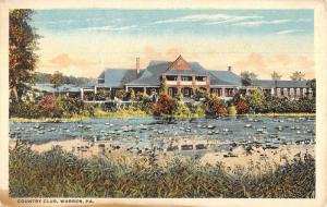 Warren Pennsylvania Country Club Waterfront Antique Postcard K69292