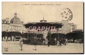 Old Postcard Brest Field Of Battle and hotel Depeche Kiosk