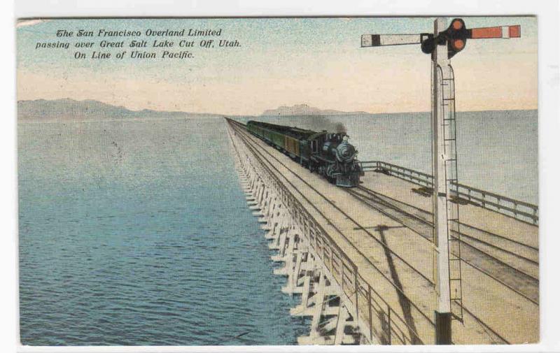 Railroad Train San Francisco Overland Limited Salt Lake Cut Off 1911 postcard