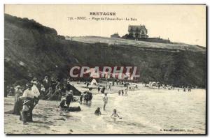Old Postcard Brittany Binic Beach From & # 39Avant Port Le Bain