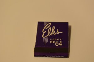 Elks Lodge No. 64 Rockford Illinois 20 Strike Purple Matchbook