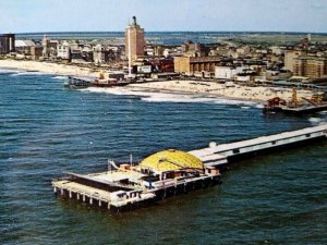 Atlantic City Postcard Steel Pier Convention Hall Ocean Beach Hotels New Jersey  